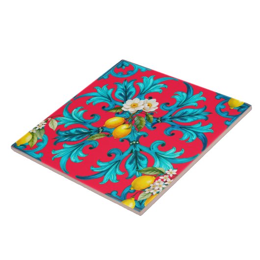 sizilianisch, Sommer, Zitrone, Mosaik, Rosa, Fliese (Seite)