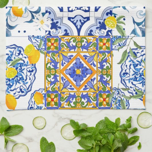sizilianisch, Sommer, Zitrusfrüchte Geschirrtuch (Gefaltet)