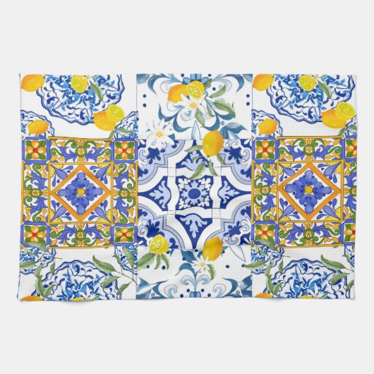 sizilianisch, Sommer, Zitrusfrüchte Geschirrtuch (Horizontal)
