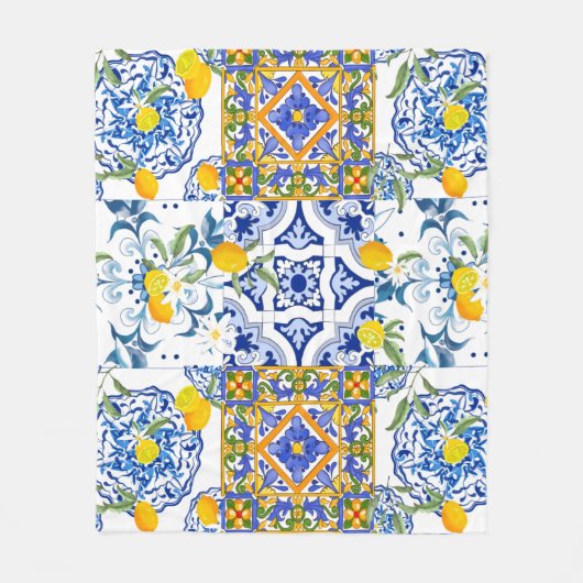 sizilianisch, sommerlich, Zitrusfruchtblanket Fleecedecke (Vorderseite)