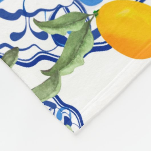 sizilianisch, sommerlich, Zitrusfruchtblanket Fleecedecke (Ecke)