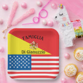 sizilianische/amerikanische Flagge unter siziliani Pappteller (Party)