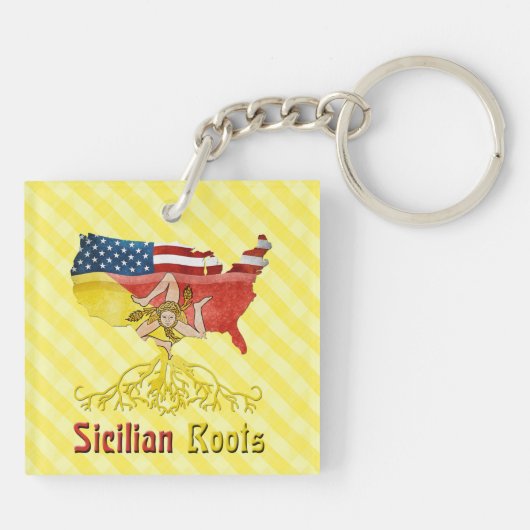 sizilianische amerikanische Wurzeln, Sizilien Schlüsselanhänger (Rückseite)