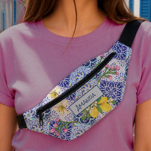 Sizilianische blaue Mittelmeer-Zitrus-Keramikflies Bauchtasche