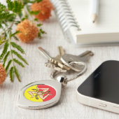 Sizilianische Fahne mit Triskelion-Metallwirbel-Sc Schlüsselanhänger (Seite)