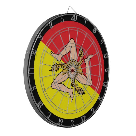 Sizilianische Flagge Dartboard & Sizilien / Spielb Dartscheibe (Vorderseite Links)