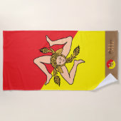 sizilianische Flagge & Sizilien mit Monogramm / Strandtuch (Vorderseite)