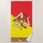 sizilianische Flagge & Sizilien mit Monogramm / Strandtuch (Vorderseite)