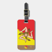 sizilianische Flagge und Sizilien mit Monogramm Gepäckanhänger (Vorderseite vertikal)