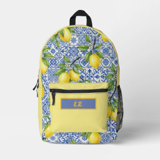 Sizilianische Fliese & Zitrone Personalisiert Bedruckter Rucksack