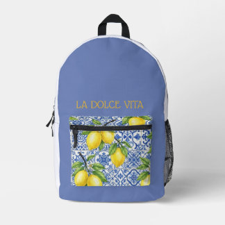Sizilianische Fliese & Zitrone Personalisierte Sch Bedruckter Rucksack