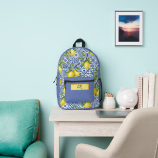 Sizilianische Fliese & Zitrone Personalisierter Ru Bedruckter Rucksack