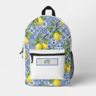 Sizilianische Fliese & Zitrone Personalisierter Ru Bedruckter Rucksack