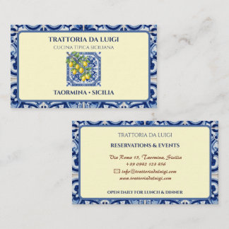Sizilianische Fliesen Italienisches Restaurant Tra Visitenkarte