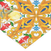 sizilianische Fliesen, Majolika, Zitrone, Mittelgroßer Tischläufer (Ecke)