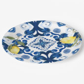 sizilianische Fliesen, Majolika, Zitrone, Pappteller (Schrägansicht)