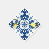 sizilianische Fliesen, Majolika, Zitrone, Serviette (Ecke)