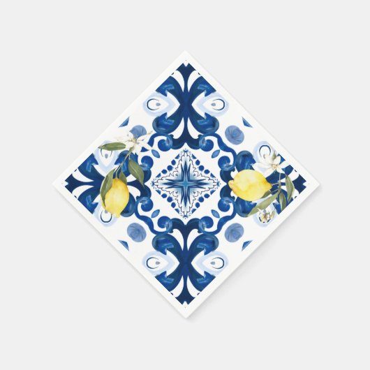 sizilianische Fliesen, Majolika, Zitrone, Serviette (Ecke)