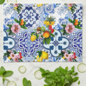 sizilianische Fliesen, Majolika, Zitronen, Zitrusf Geschirrtuch (Gefaltet)