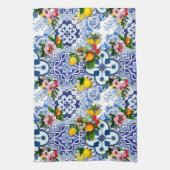 sizilianische Fliesen, Majolika, Zitronen, Zitrusf Geschirrtuch (Vertikal)