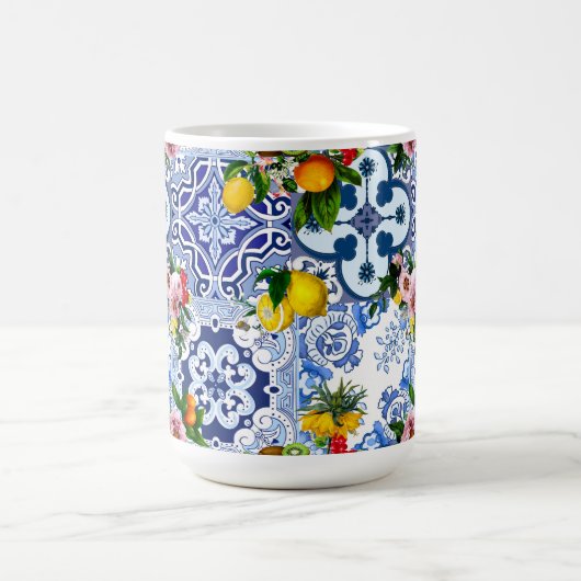 sizilianische Fliesen, Majolika, Zitronen, Zitrusf Kaffeetasse (Mittel)