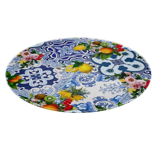 sizilianische Fliesen, Majolika, Zitronen, Zitrusf Schneidebrett (Ecke)