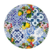 sizilianische Fliesen, Majolika, Zitronen, Zitrusf Schneidebrett (Vorderseite)