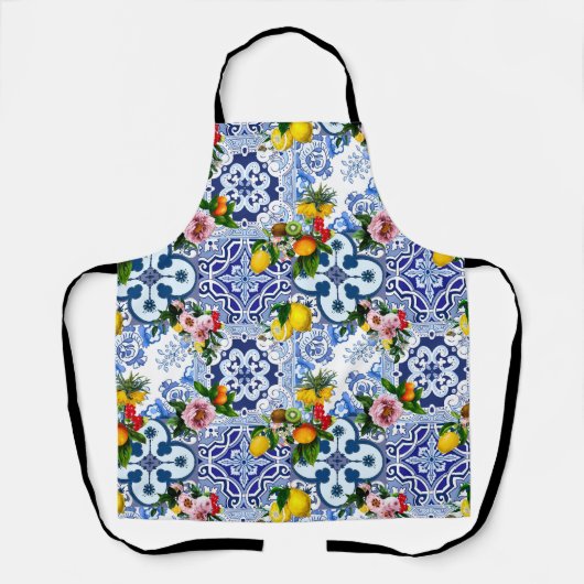 sizilianische Fliesen, Majolika, Zitronen, Zitrusf Schürze (Vorderseite)