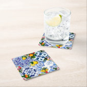 sizilianische Fliesen, Majolika, Zitronen, Zitrusz Rechteckiger Pappuntersetzer (Vor Ort)