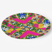 sizilianische Fliesen, Mosaik, Barock, Pappteller (Schrägansicht)