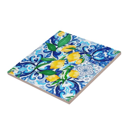 sizilianische Fliesen, Zitrone, Mosaik, Majolika, Fliese (Seite)