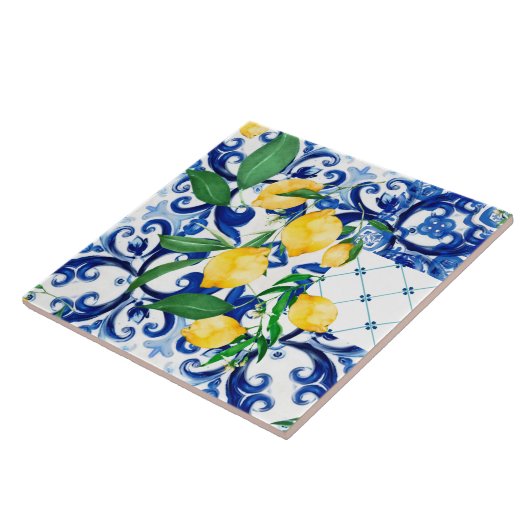 sizilianische Fliesen, Zitrone, Mosaik, Majolika, Fliese (Seite)