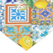 sizilianische Fliesen, Zitronen, Majolika Tischdecke (Schrägansicht)