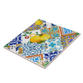 sizilianische Fliesen, Zitronen, Zitrusfrüchte, Fliese (Seite)