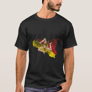 Sizilianische Karte und Flagge Souvenir - Sizilien T-Shirt