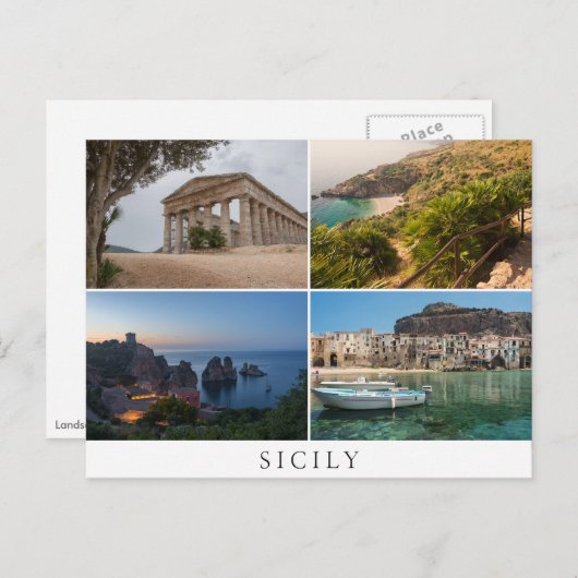 Sizilianische Landschaften in Collage Souvenir Postkarte (Vorne/Hinten)