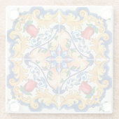 Sizilianische Majolica farbenfrohe Fliesenmuster Glasuntersetzer (Rückseite)