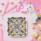 Sizilianische Majolica farbenfrohe Fliesenmuster Pappteller (Party)
