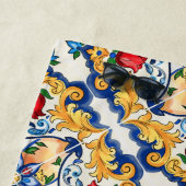 Sizilianische Majolica farbenfrohe Fliesenmuster Strandtuch (Beispiel)