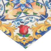 Sizilianische Majolica farbenfrohe Fliesenmuster Tischdecke (Schrägansicht)
