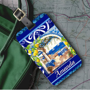 Sizilianische Mittelmeer-Majolika Zitruskacheln Gepäckanhänger