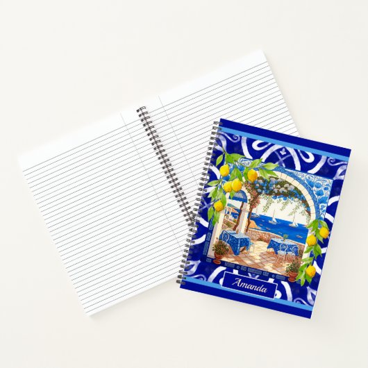 Sizilianische Mittelmeer-Majolika Zitruskacheln Notizblock (Innenseite)