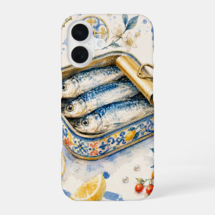 Sizilianische Sardinen-Wasserfarben-Kunst iPhone 16 Hülle