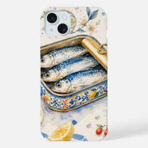 Sizilianische Sardinen-Wasserfarben-Kunst iPhone 15 Plus Hülle