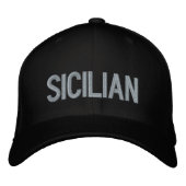 Sizilianische schwarze bestickte Mütze Baseballkappe (Vorderseite)