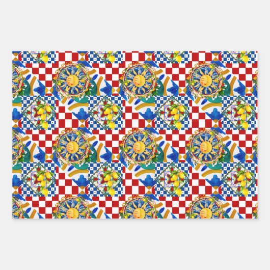 sizilianische Sonne, Halbmond, Zitrone, mediterran Geschenkpapier Set (Vorderseite 2)