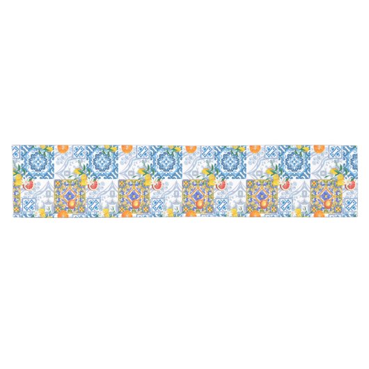 sizilianische Sonne, Zitrone, Majolika, Kurzer Tischläufer (Horizontal)