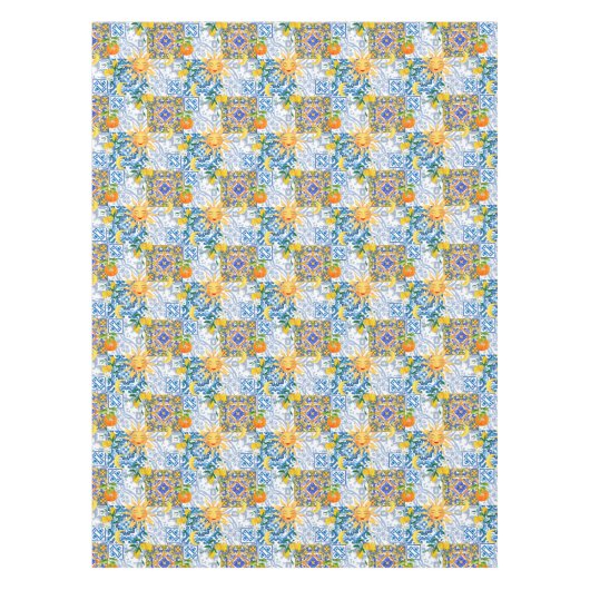 sizilianische Sonne, Zitrone, Majolika, Tischläufe Tischdecke (Vorderseite)