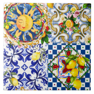 sizilianische Sonne, Zitrone, mediterrane Fliesen, Fliese