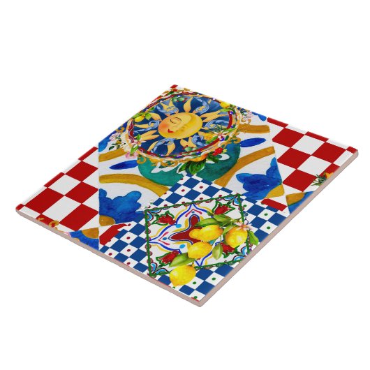 sizilianische Sonne, Zitrone, mediterrane Fliesen, Fliese (Seite)